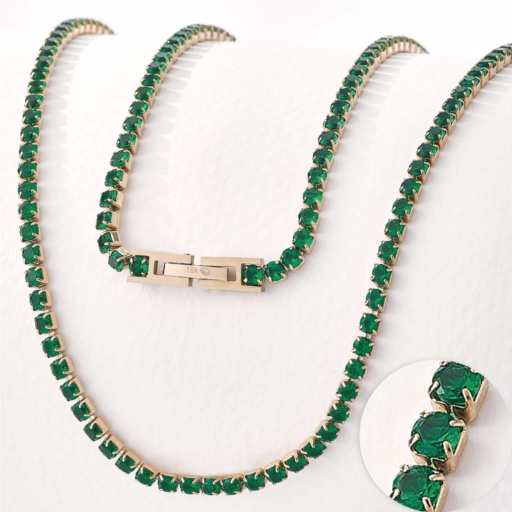 Cadena Gemas 18k